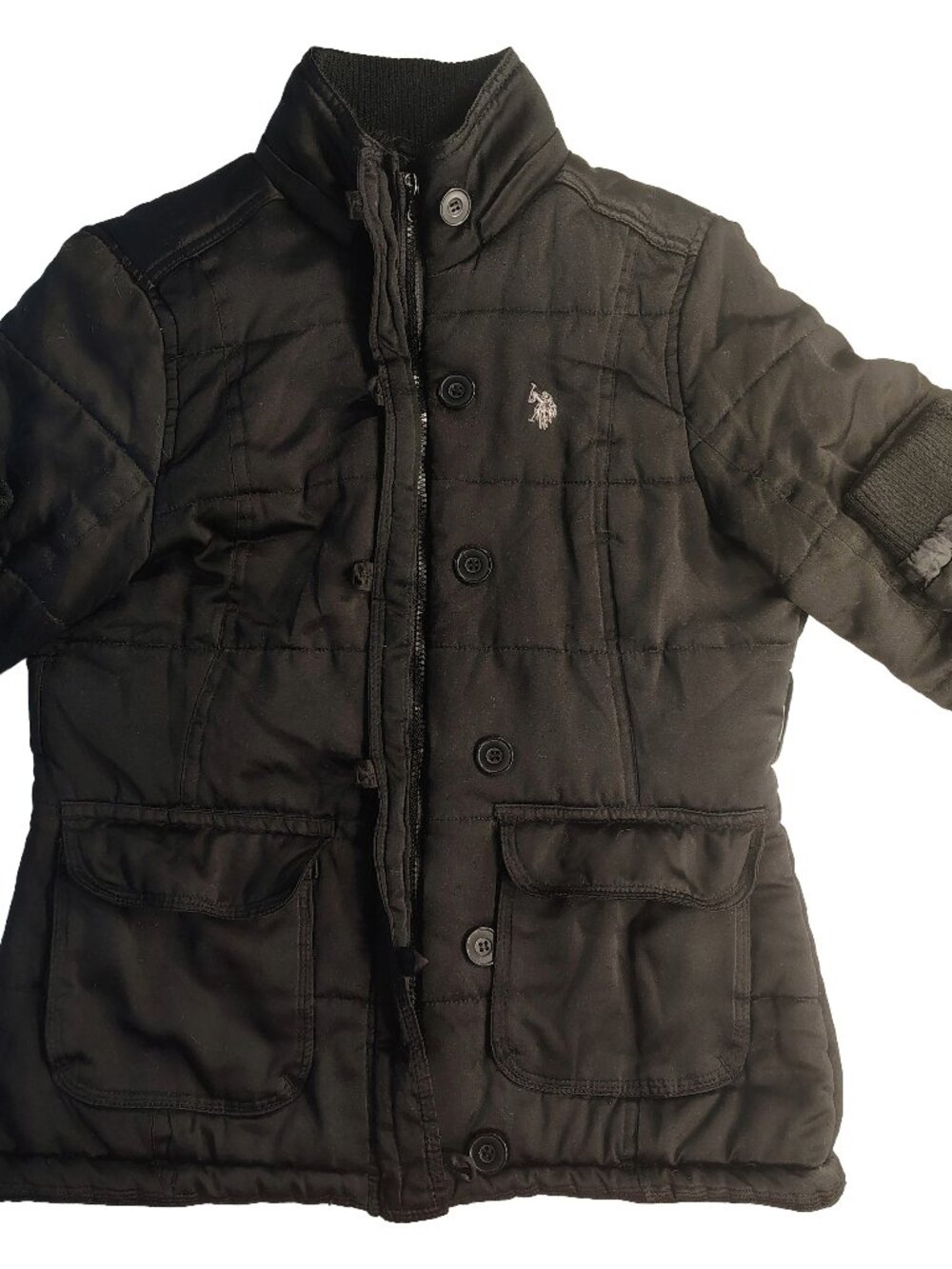 Women's Large Black U.S Polo Assn. Brand Parka Style Coat